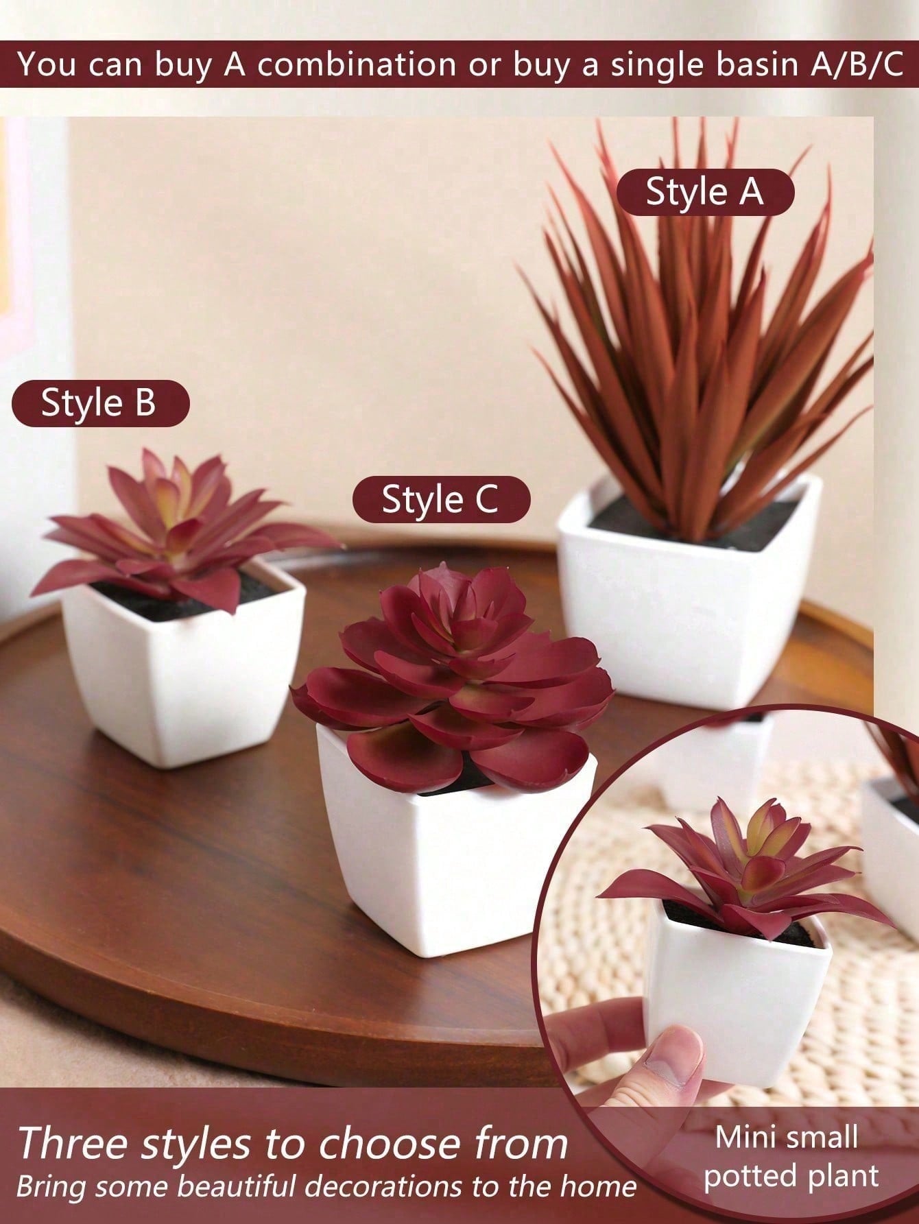Artificial Succulent Mini Potted Plants Combination - Suitable For Shop, Home, Living Room, Bedroom, Bathroom, Desk Decor Gifts Birthday Graduation Home Decor Back To School Room Decor School Supplies