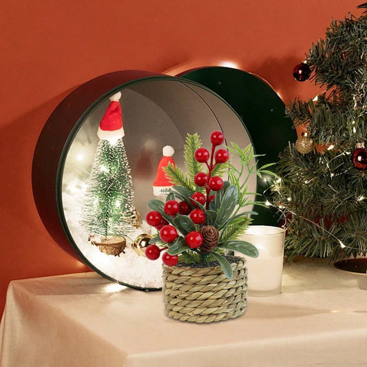 Small Christmas Tree,Artificial Little Potted Mini Tabletop Tree Christmas Decorations, For Wedding Holiday Indoor Xmas Party Decor Home Decor Room Decor