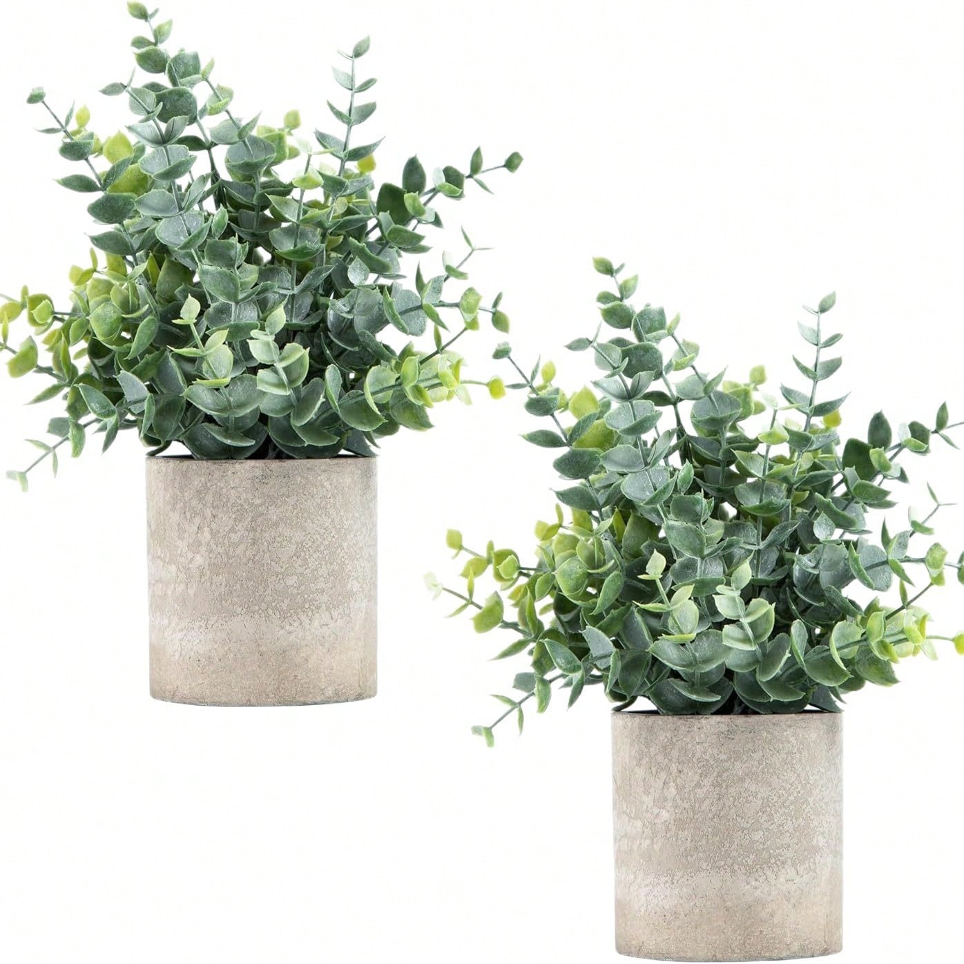 1/2pcs Artificial Eucalyptus Potted Plants Small Fake Plants In Pots Faux Eucalyptus Potted Plant Set For Home Shelf Decoration Office Table Desktop Decoration