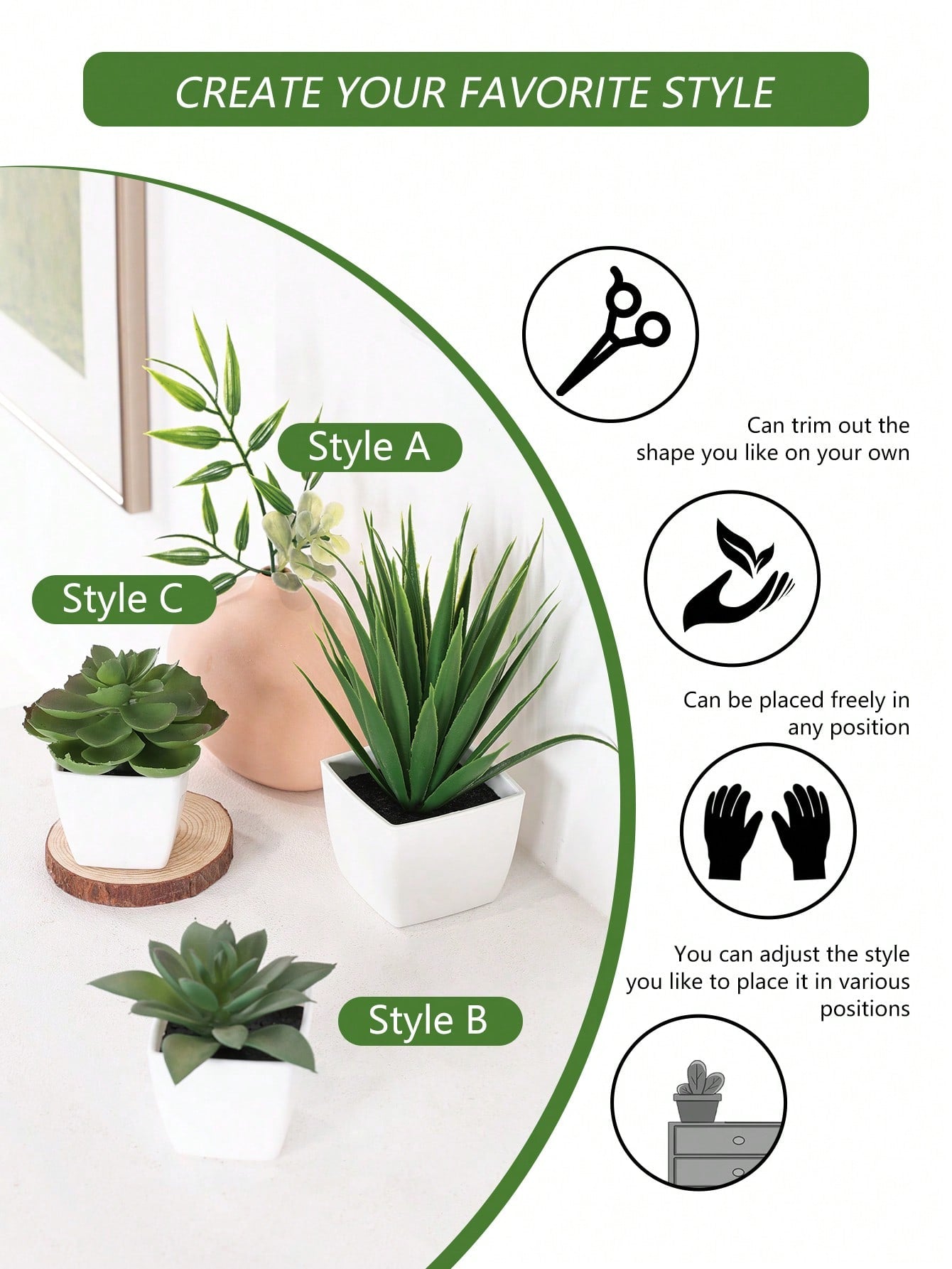 Artificial Succulent Mini Potted Plants Combination - Suitable For Shop, Home, Living Room, Bedroom, Bathroom, Desk Decor Gifts Birthday Graduation Home Decor Back To School Room Decor School Supplies