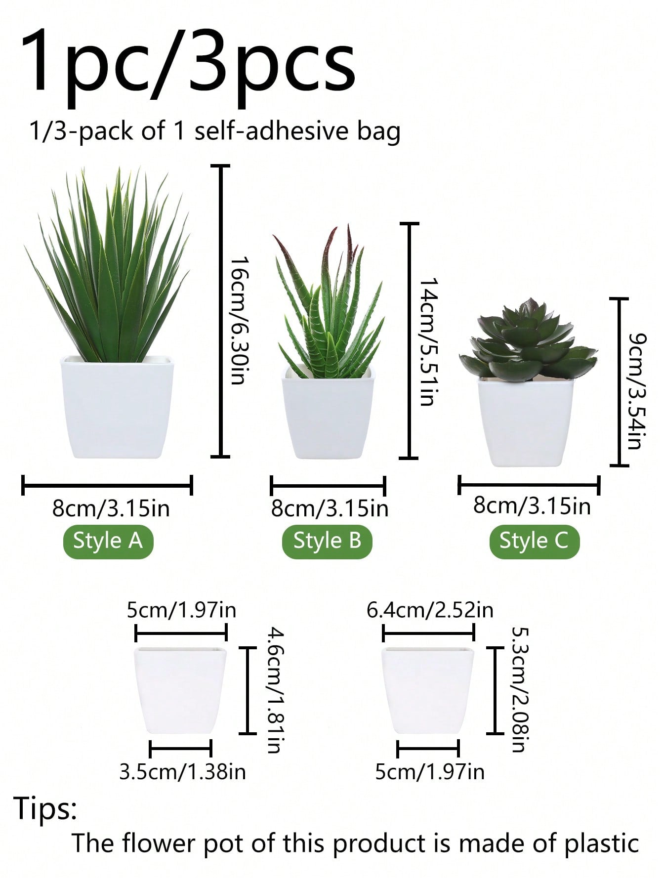 1pc/3pcs Artificial Mini Potted Plants - Modern Home Plastic Decorative Plants For Indoor Outdoor Garden Decor