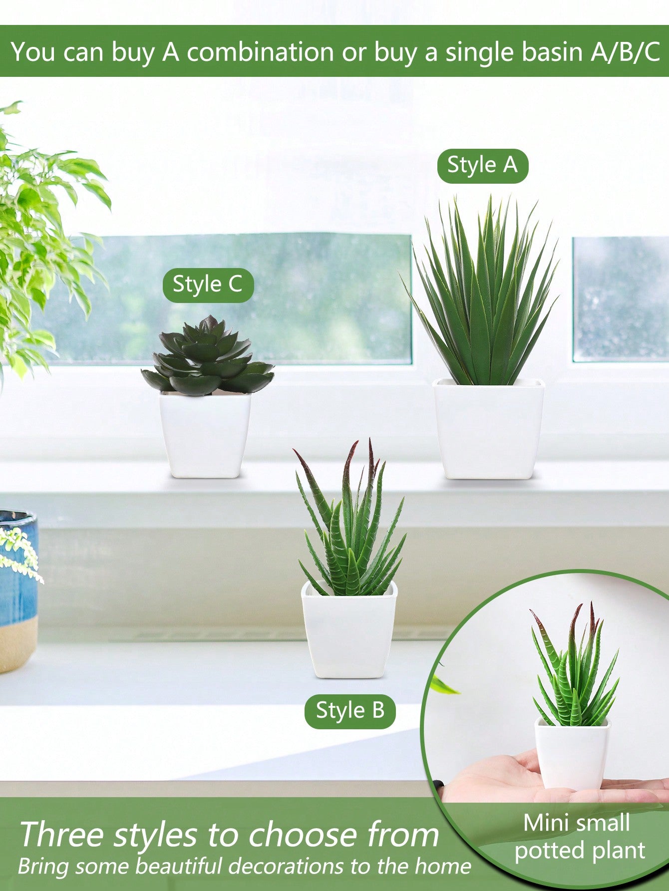 1pc/3pcs Artificial Mini Potted Plants - Modern Home Plastic Decorative Plants For Indoor Outdoor Garden Decor