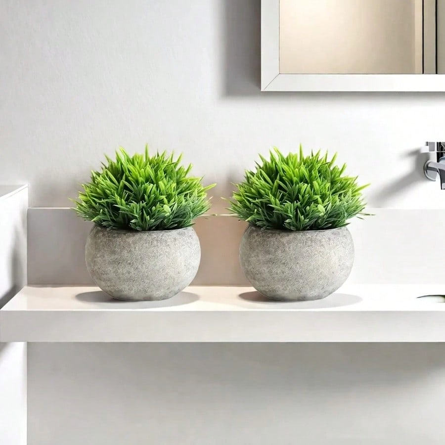 Artificial Grass Ball Potted Plants, Suitable For Decoration In Bathrooms, Windowsills And Home Offices. Multi-Functional Artificial Plants, Suitable For Celebration Activities Such As Weddings, Mother's Day And Father's Day. Cute Potted Plants
