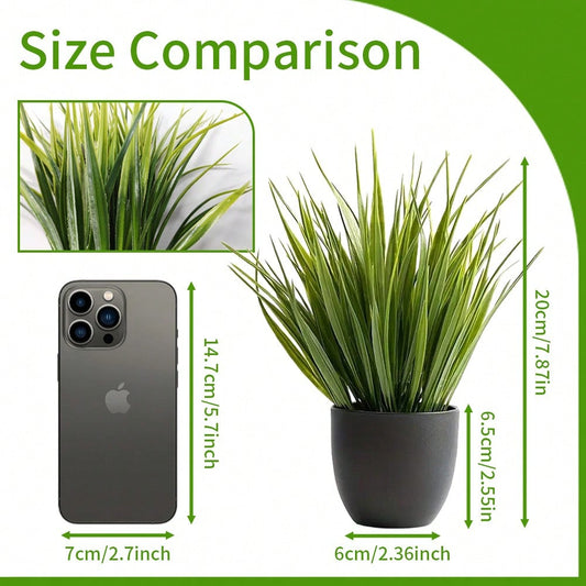 Lifelike Artificial Sage Grass Bonsai Trees In Black Pots - Durable, Maintenance-Free Faux Greenery For Indoor/Outdoor Decor, Perfect For Home & Office, All-Season Decorations, Artificial Plants For Home Decor, Best For Christmas