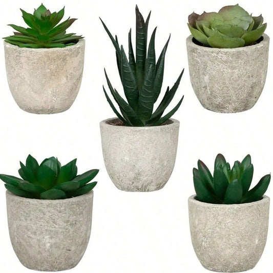 1 Set(5pcs Or 3pcs Or 2pcs)Artificial Succulent Plants Potted,Simulation Plants With Small Artificial Plants, Includes Flower Pots For Interior Home Decor, Office, Bathroom And Bedroom, Comes With Plastic Eucalyptus And Micro Wheat Grass Plants, Perfect F