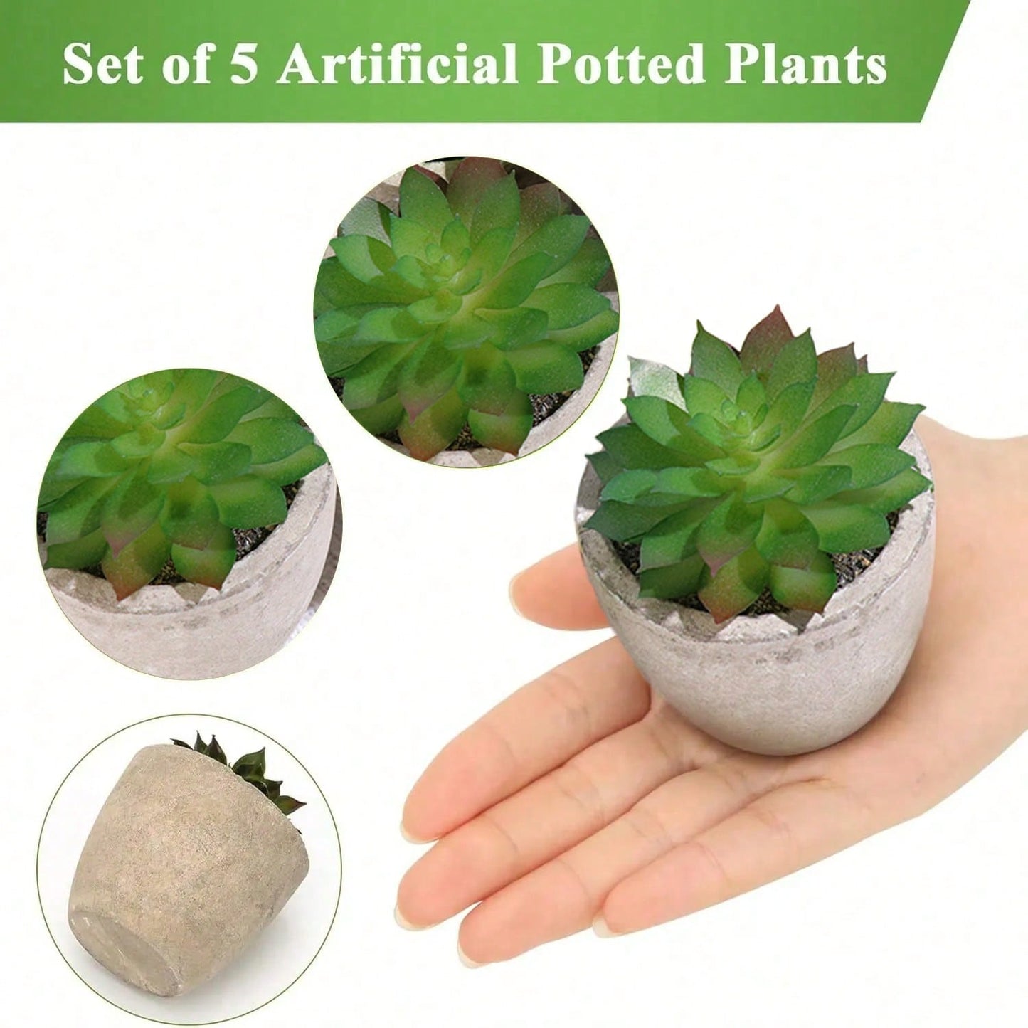 1 Set(5pcs Or 3pcs Or 2pcs)Artificial Succulent Plants Potted,Simulation Plants With Small Artificial Plants, Includes Flower Pots For Interior Home Decor, Office, Bathroom And Bedroom, Comes With Plastic Eucalyptus And Micro Wheat Grass Plants, Perfect F