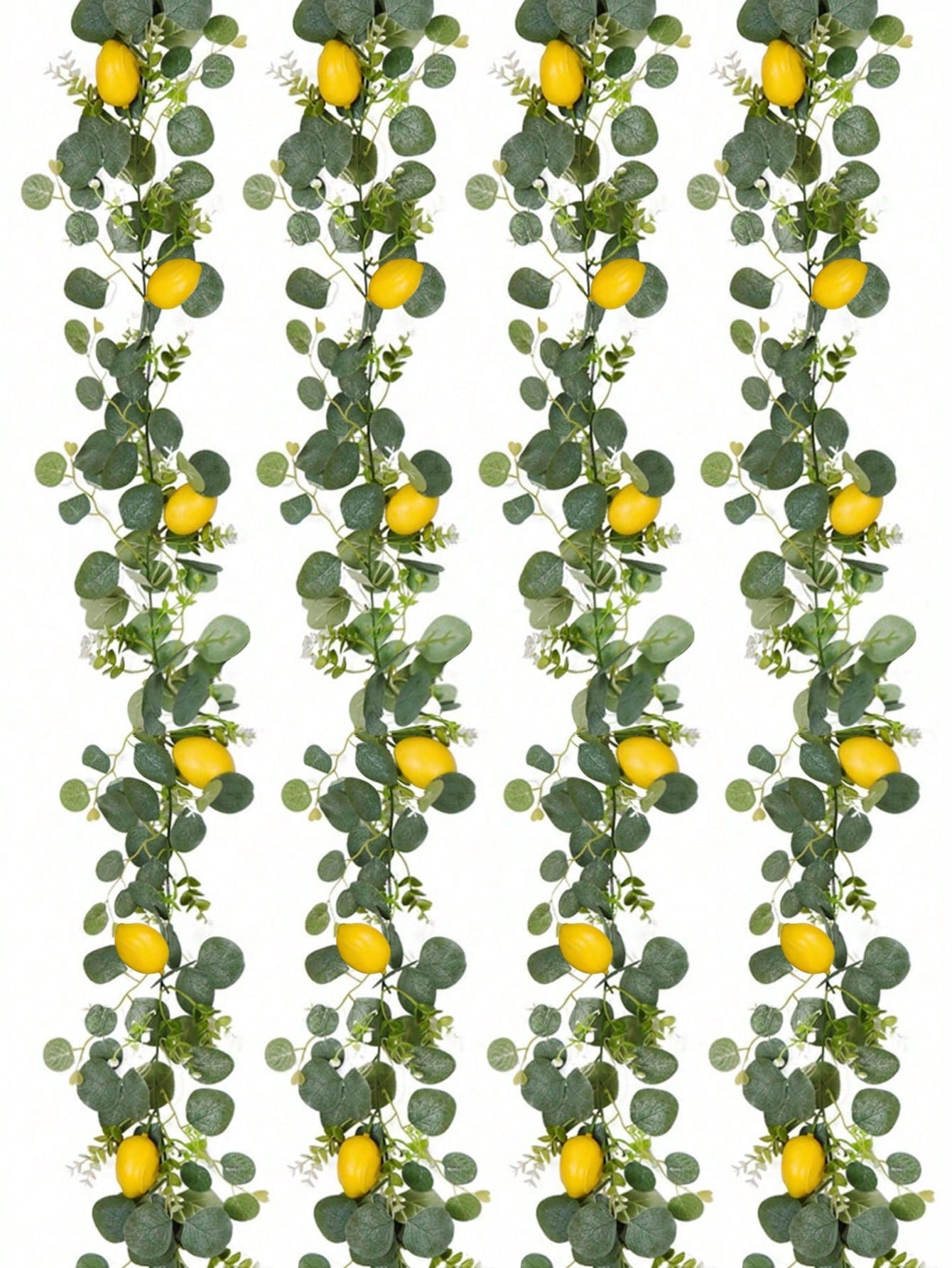 Artificial Green Eucalyptus Leaf Wreath, Polyresin Fake Lemon Garland, Hanging Evergreen Vines, Suitable For Summer Porch, Wall, Fireplace, Dining Table, Wedding, Garden, Farmhouse, Home Decoration, Room Decor,Fake Plants