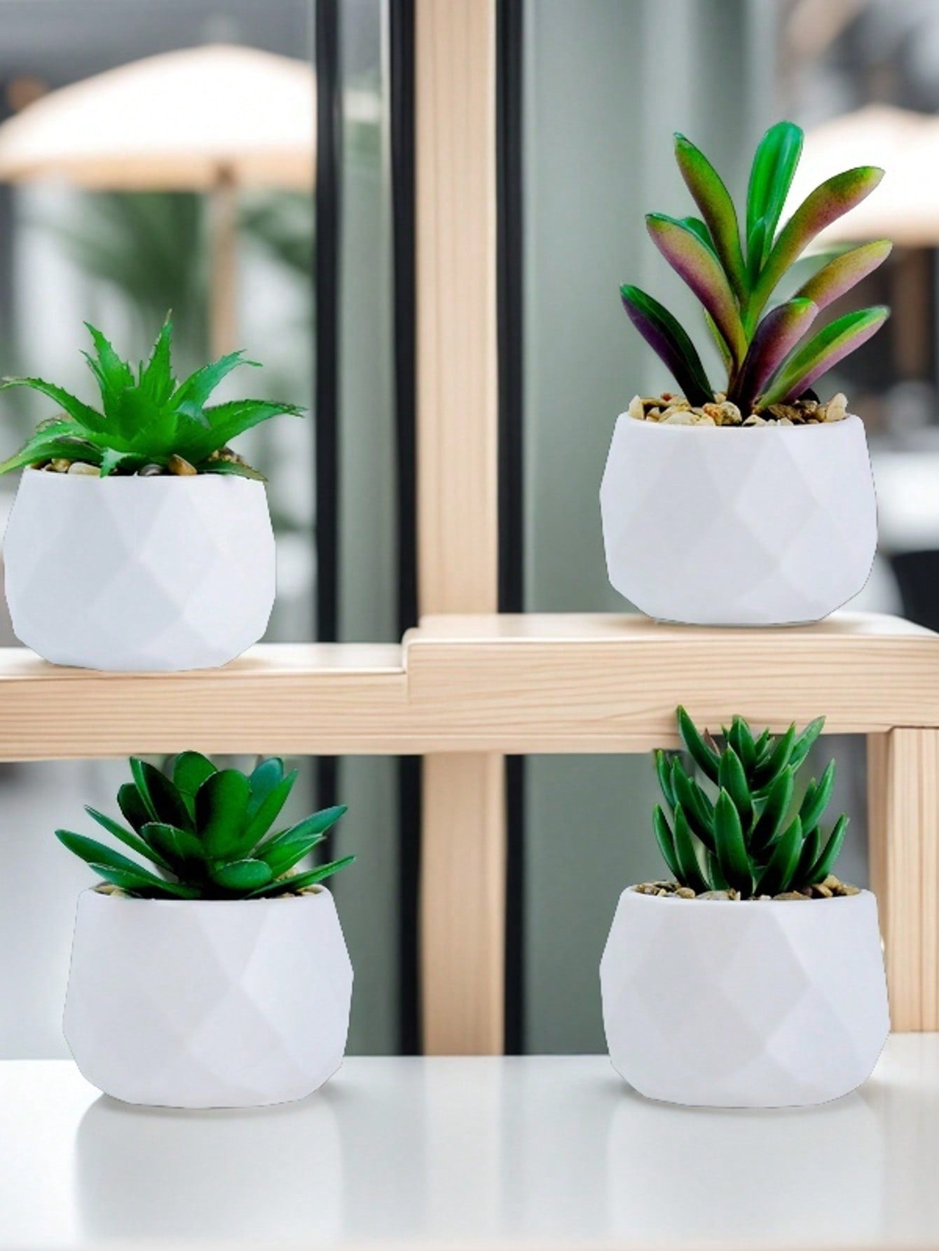 Artificial Succulents Plants In Pots Small Fake Plants In White Ceramic Pots For Bathroom Aesthetic Office Shelf Desk Living Room Bedroom Decor Home Decoration, Graduation Season, Thanksgiving, Mother's Day Gift, Including Container Gifts Birthday