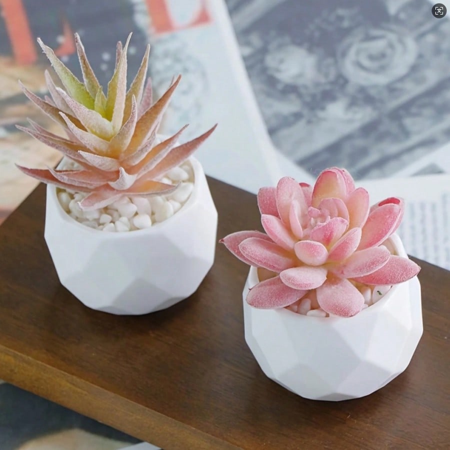 Succulents Plants Artificial With Pot Small Fake Potted Plants Artificial Decor Pink Faux Plants For Living Room Bedroom Office Desk Bookshelf Bathroom Decor Artificial Plants