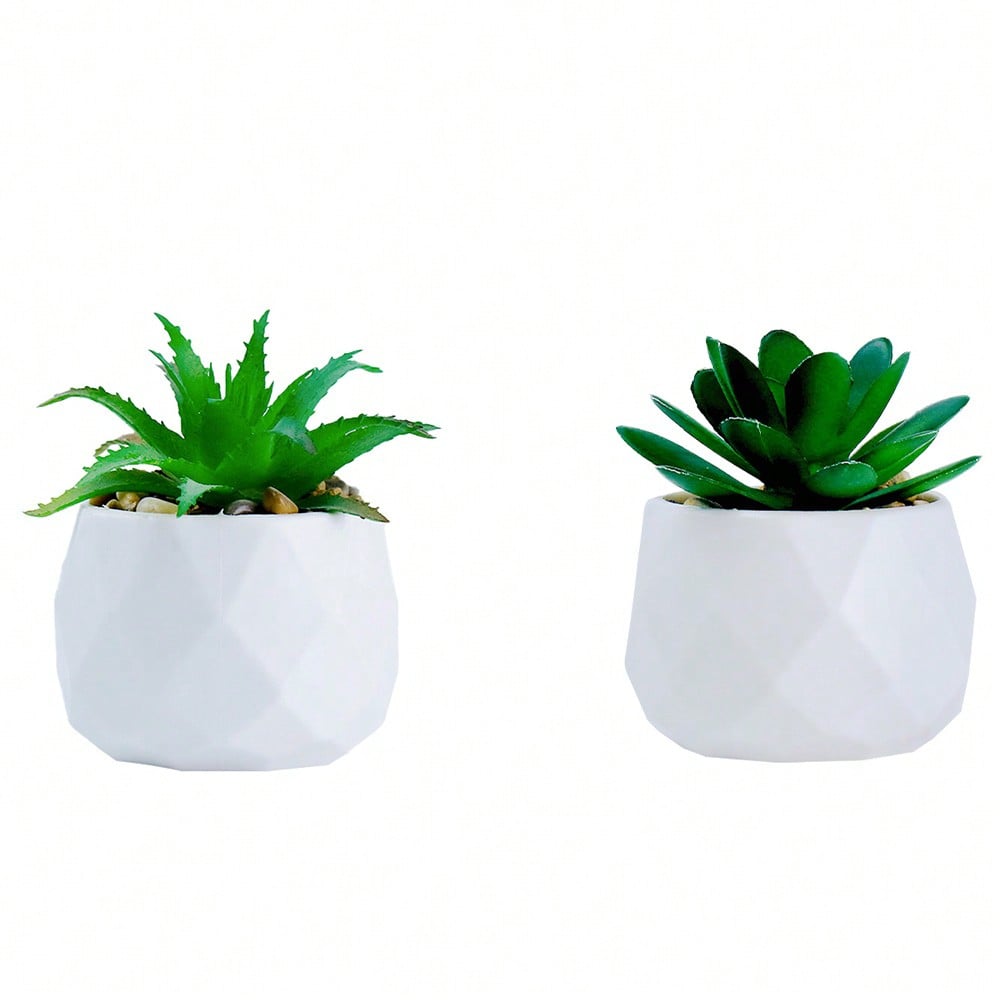 Artificial Succulents Plants In Pots Small Fake Plants In White Ceramic Pots For Bathroom Aesthetic Office Shelf Desk Living Room Bedroom Decor Home Decoration, Graduation Season, Thanksgiving, Mother's Day Gift, Including Container Gifts Birthday