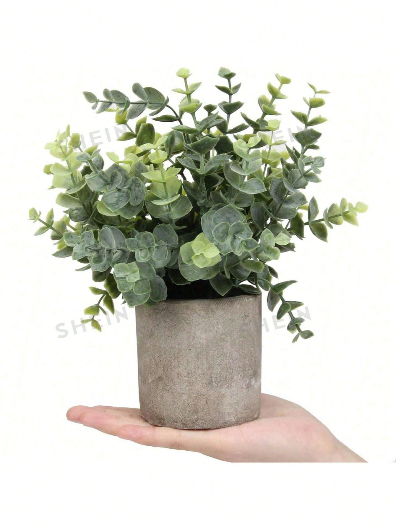 1/2pcs Artificial Eucalyptus Potted Plants Small Fake Plants In Pots Faux Eucalyptus Potted Plant Set For Home Shelf Decoration Office Table Desktop Decoration