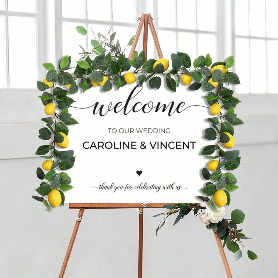 Artificial Lemon Rattan With Green Leaves, Polyester Fibre Material, 63cm/24.8inch,Artificial Plant,Artificial Flower,Room,Desk,Garden Decor,Room Decoration Stuff,Restaurant Decor,Four Seasons Decor,Wedding Season Decor,Graduation Season,Home Decorat