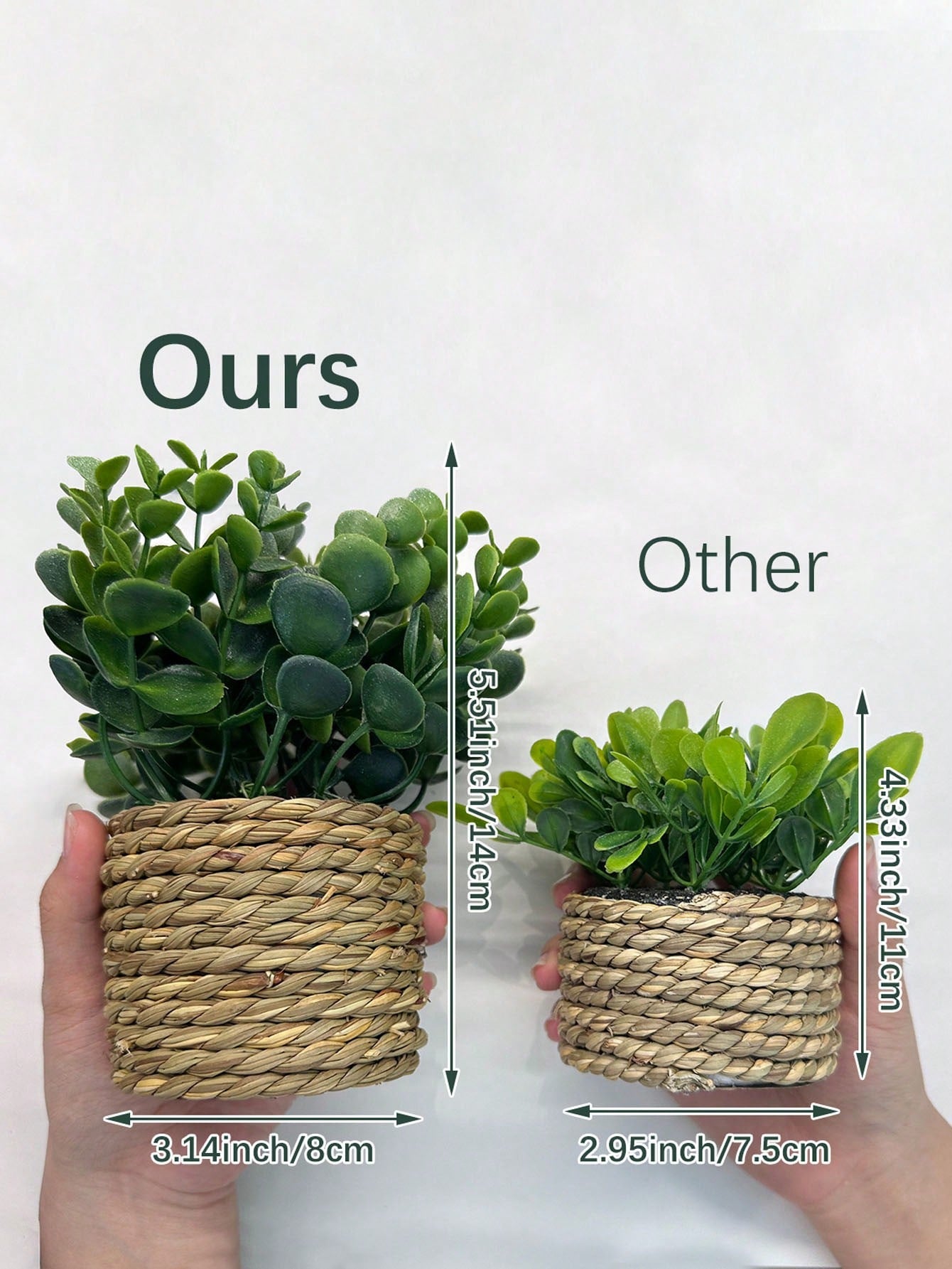 Artificial Wicker Plant Pot, Large Size, Eucalyptus Leaf Grass Mound Realistic Plant Model, Seagrass Rope Trim, Gift, Artificial Plant, Grass Mound, Green, PE Material, Polyester Fibre Material, Wedding Season, Graduation Season Decorations, Four-Season D