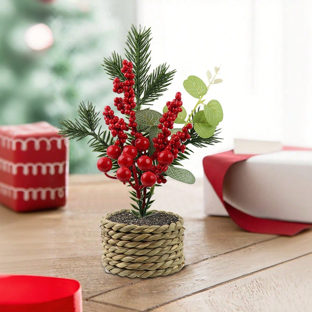 Artificial Rattan Small Potted Plants, Seaweed Rope, Three Different Bodies, Polyester Fiber Material, Desktop Decorations, School Dormitory Office Decoration, For Valentine's Day, Easter, Spring Festival Decorations Gifts Birthday Graduation Home Dec