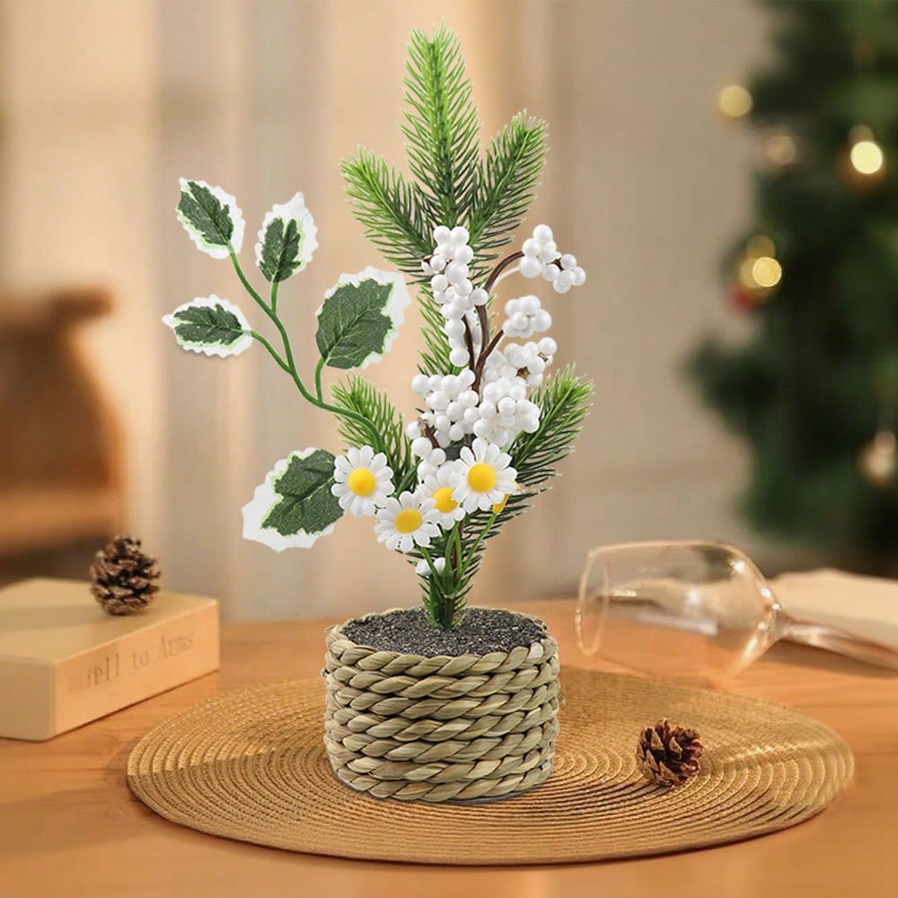 Artificial Rattan Small Potted Plants, Seaweed Rope, Three Different Bodies, Polyester Fiber Material, Desktop Decorations, School Dormitory Office Decoration, For Valentine's Day, Easter, Spring Festival Decorations Gifts Birthday Graduation Home Dec