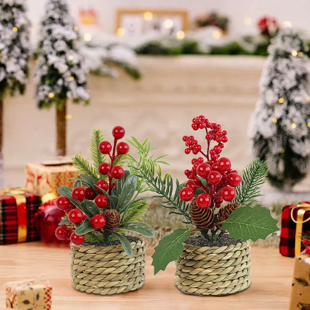 Small Christmas Tree,Artificial Little Potted Mini Tabletop Tree Christmas Decorations, For Wedding Holiday Indoor Xmas Party Decor Home Decor Room Decor