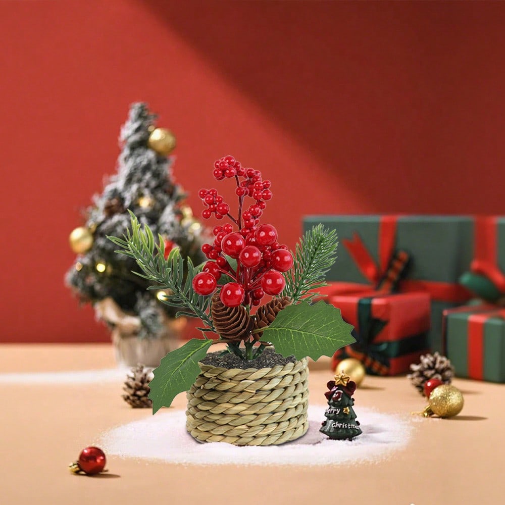 Small Christmas Tree,Artificial Little Potted Mini Tabletop Tree Christmas Decorations, For Wedding Holiday Indoor Xmas Party Decor Home Decor Room Decor