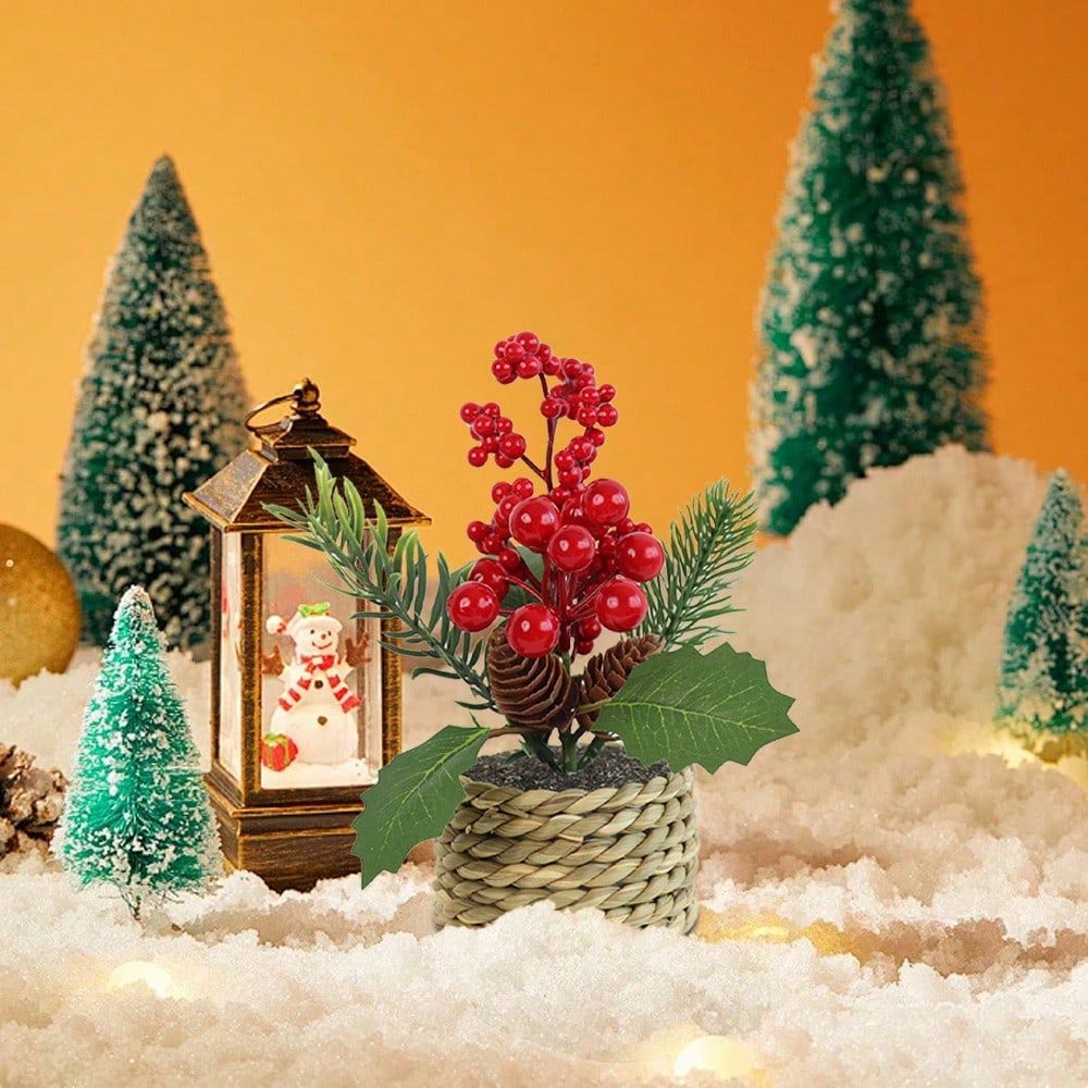 Small Christmas Tree,Artificial Little Potted Mini Tabletop Tree Christmas Decorations, For Wedding Holiday Indoor Xmas Party Decor Home Decor Room Decor