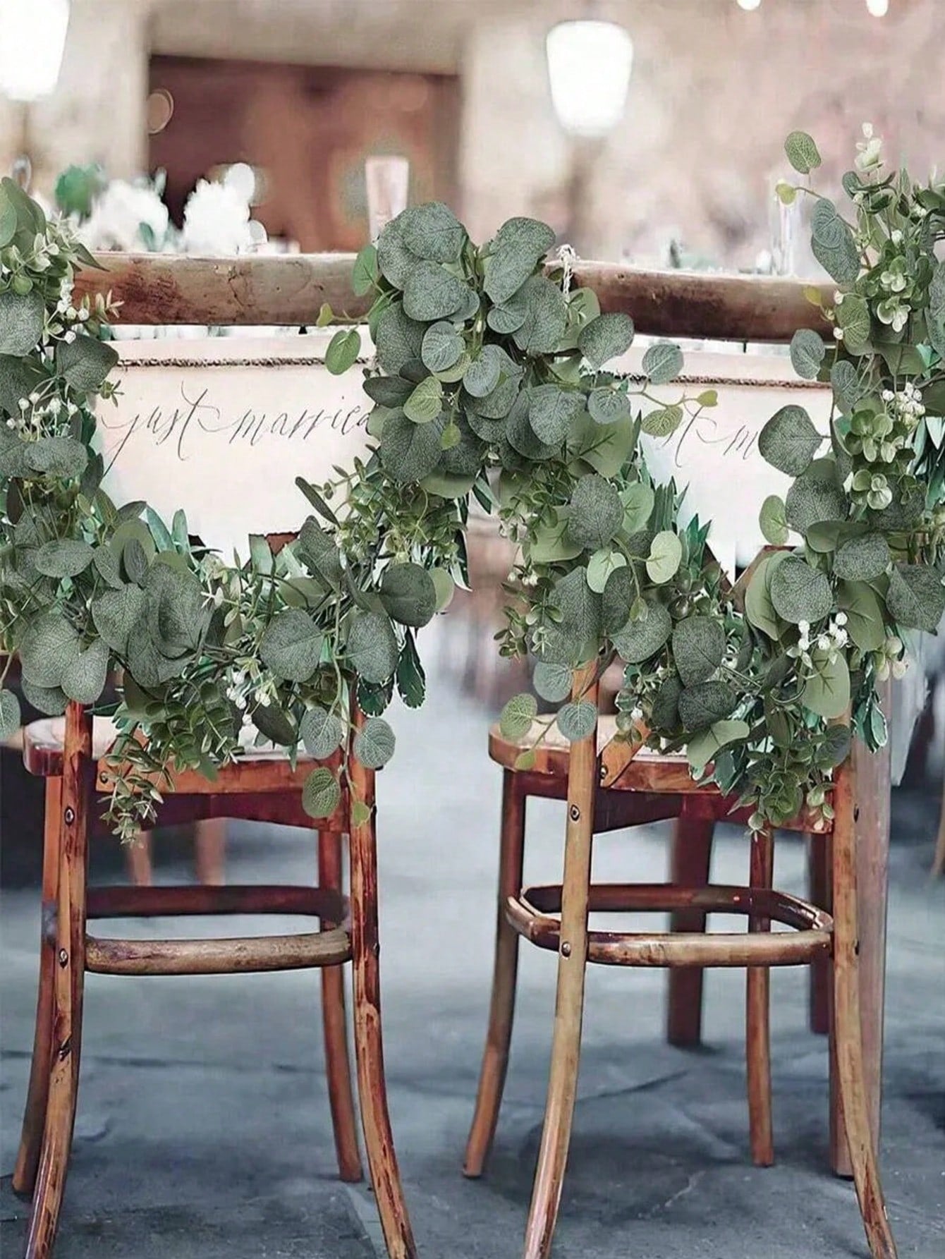 70 Inch/5.9 Ft Artificial Eucalyptus Wreath With Baby's Breath, Fake Gypsophila Garland Green Floral Vine, For Easter, Mother's Day Decoration, Room, Bedroom, Wedding, Party, Table Runner, Curtain, Bathroom, Home Decor